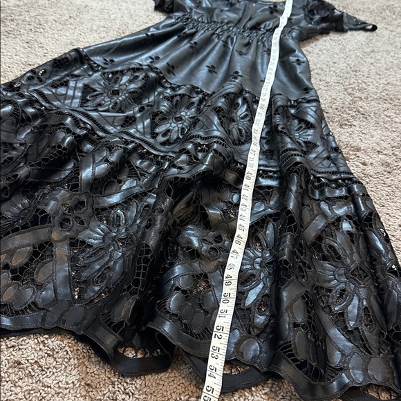 ANTHROPOLOGIE Women’s The Somerset Maxi Dress Faux Leather Embroidered Edition M - Picture 14 of 15